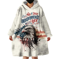 Happy Fourth of July Personalized Wearable Blanket Hoodie Bald Eagle USA Independence Day
