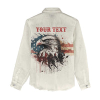 Happy Fourth of July Personalized Women Casual Shirt Bald Eagle USA Independence Day