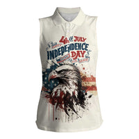 Happy Fourth of July Personalized Women Sleeveless Polo Shirt Bald Eagle USA Independence Day