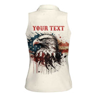 Happy Fourth of July Personalized Women Sleeveless Polo Shirt Bald Eagle USA Independence Day