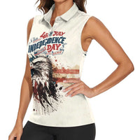 Happy Fourth of July Personalized Women Sleeveless Polo Shirt Bald Eagle USA Independence Day
