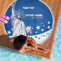 History Began 4th of July Personalized Beach Blanket Statue of Liberty US Flag