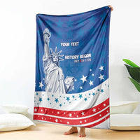 History Began 4th of July Personalized Blanket Statue of Liberty US Flag