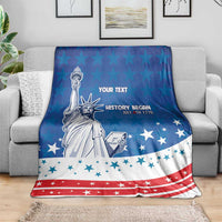 History Began 4th of July Personalized Blanket Statue of Liberty US Flag