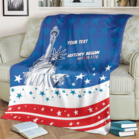 History Began 4th of July Personalized Blanket Statue of Liberty US Flag