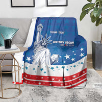 History Began 4th of July Personalized Blanket Statue of Liberty US Flag
