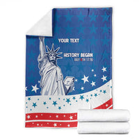 History Began 4th of July Personalized Blanket Statue of Liberty US Flag