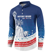 History Began 4th of July Personalized Button Sweatshirt Statue of Liberty US Flag