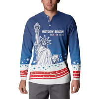 History Began 4th of July Personalized Button Sweatshirt Statue of Liberty US Flag