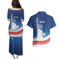 History Began 4th of July Personalized Couples Matching Puletasi and Hawaiian Shirt Statue of Liberty US Flag