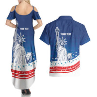 History Began 4th of July Personalized Couples Matching Summer Maxi Dress and Hawaiian Shirt Statue of Liberty US Flag