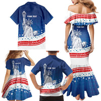 History Began 4th of July Personalized Family Matching Mermaid Dress and Hawaiian Shirt Statue of Liberty US Flag
