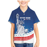 History Began 4th of July Personalized Family Matching Mermaid Dress and Hawaiian Shirt Statue of Liberty US Flag