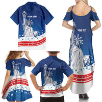 History Began 4th of July Personalized Family Matching Summer Maxi Dress and Hawaiian Shirt Statue of Liberty US Flag