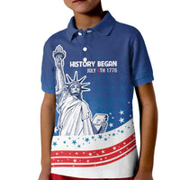 History Began 4th of July Personalized Kid Polo Shirt Statue of Liberty US Flag