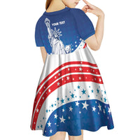 History Began 4th of July Personalized Kid Short Sleeve Dress Statue of Liberty US Flag