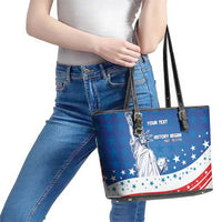 History Began 4th of July Personalized Leather Tote Bag Statue of Liberty US Flag
