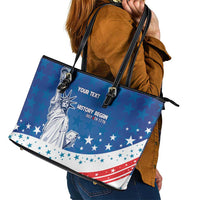 History Began 4th of July Personalized Leather Tote Bag Statue of Liberty US Flag