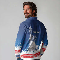 History Began 4th of July Personalized Long Sleeve Polo Shirt Statue of Liberty US Flag