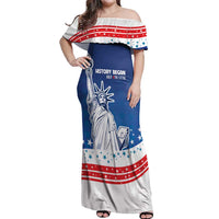 History Began 4th of July Personalized Off Shoulder Maxi Dress Statue of Liberty US Flag