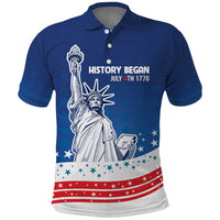 History Began 4th of July Personalized Polo Shirt Statue of Liberty US Flag