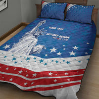 History Began 4th of July Personalized Quilt Bed Set Statue of Liberty US Flag