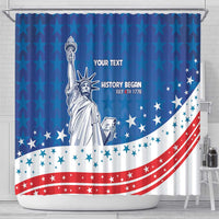 History Began 4th of July Personalized Shower Curtain Statue of Liberty US Flag