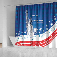 History Began 4th of July Personalized Shower Curtain Statue of Liberty US Flag