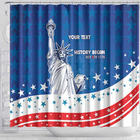 History Began 4th of July Personalized Shower Curtain Statue of Liberty US Flag