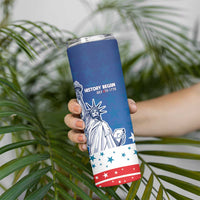 History Began 4th of July Personalized Skinny Tumbler Statue of Liberty US Flag