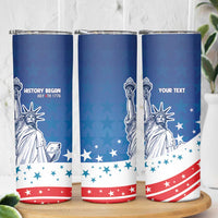 History Began 4th of July Personalized Skinny Tumbler Statue of Liberty US Flag