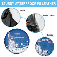 History Began 4th of July Personalized Spare Tire Cover Statue of Liberty US Flag