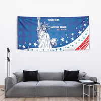 History Began 4th of July Personalized Tapestry Statue of Liberty US Flag