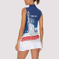 History Began 4th of July Personalized Women Sleeveless Polo Shirt Statue of Liberty US Flag