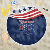 July 4th 1776 American Flag Vintage Personalized Beach Blanket USA Independence Day