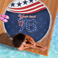 July 4th 1776 American Flag Vintage Personalized Beach Blanket USA Independence Day