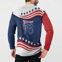 July 4th 1776 American Flag Vintage Personalized Button Sweatshirt USA Independence Day