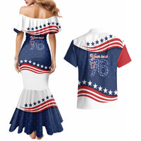July 4th 1776 American Flag Vintage Personalized Couples Matching Mermaid Dress and Hawaiian Shirt USA Independence Day