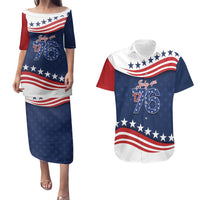 July 4th 1776 American Flag Vintage Personalized Couples Matching Puletasi and Hawaiian Shirt USA Independence Day