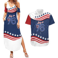 July 4th 1776 American Flag Vintage Personalized Couples Matching Summer Maxi Dress and Hawaiian Shirt USA Independence Day