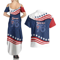 July 4th 1776 American Flag Vintage Personalized Couples Matching Summer Maxi Dress and Hawaiian Shirt USA Independence Day