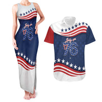 July 4th 1776 American Flag Vintage Personalized Couples Matching Tank Maxi Dress and Hawaiian Shirt USA Independence Day
