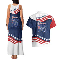 July 4th 1776 American Flag Vintage Personalized Couples Matching Tank Maxi Dress and Hawaiian Shirt USA Independence Day