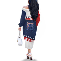 July 4th 1776 American Flag Vintage Personalized Family Matching Off The Shoulder Long Sleeve Dress and Hawaiian Shirt USA Independence Day
