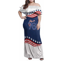 July 4th 1776 American Flag Vintage Personalized Family Matching Off Shoulder Maxi Dress and Hawaiian Shirt USA Independence Day