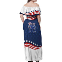 July 4th 1776 American Flag Vintage Personalized Family Matching Off Shoulder Maxi Dress and Hawaiian Shirt USA Independence Day