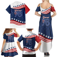 July 4th 1776 American Flag Vintage Personalized Family Matching Summer Maxi Dress and Hawaiian Shirt USA Independence Day