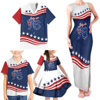 July 4th 1776 American Flag Vintage Personalized Family Matching Tank Maxi Dress and Hawaiian Shirt USA Independence Day