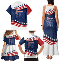 July 4th 1776 American Flag Vintage Personalized Family Matching Tank Maxi Dress and Hawaiian Shirt USA Independence Day