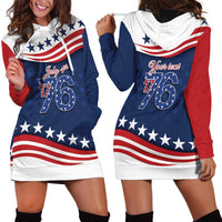 July 4th 1776 American Flag Vintage Personalized Hoodie Dress USA Independence Day